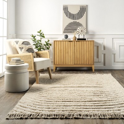 Ivory Whisper Round Hand-Tufted Wool & Cotton Shag Rug