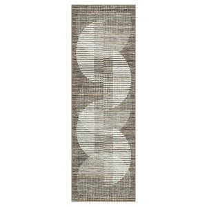 Machine Washable Area Rugs Modern Abstract Indoor Mat Non Shedding Neutral Throw Rugs Foldable Geometric Strip Thin Floor Cover for Living Room - 1 of 4