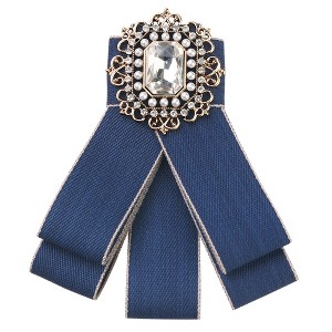 INSPIRE CHIC Women's Rhinestone Ribbon Brooch Pre-Tied Bow Tie 1 PCS - 1 of 4