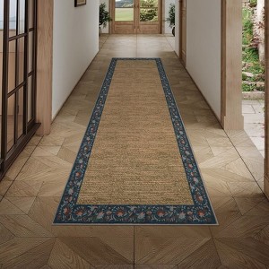 Modern Machine Washable Rug Bordered Design Non-Slip Low Pile Rubber Backing - 1 of 4