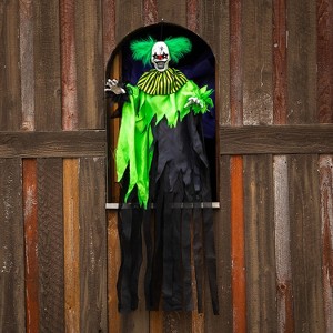 Morris Costumes 4 ft Hanging Animated Green & Black Clown Decoration - Black - 1 of 3
