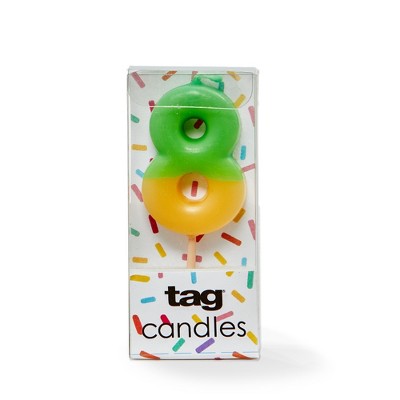 Tag Digit 8 Candle - Fun Cake Candle for Celebrations, Everyday Use, 1.18" x 1.77", Short Burn Time, Easy to Clean