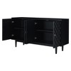 DOMETOUR Modern 4-door Sideboard with Convex Pattern Doors and 2 Silver Handle for Living Room, Dining Room, Kitchen - 4 of 4