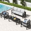LayinSun Aluminum Patio Couch Sofa, All-Weather Metal Modern 3 Seater Outdoor Sofa with 5" Thick Cushion - 2 of 4