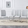 Akoasm 4-pieces Modern Dining Chair Study Chair With Arched Metal Silver Leg-Light Gray - 3 of 4