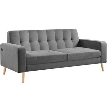 Yaheetech Mid-Century Modern Loveseat Sofa for Living Room Apartment Bedroom Office