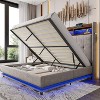 AMERLIFE Bed Frame 53.1"H with Lift Storage, Headboard Storage & RGB LED - 3 of 4