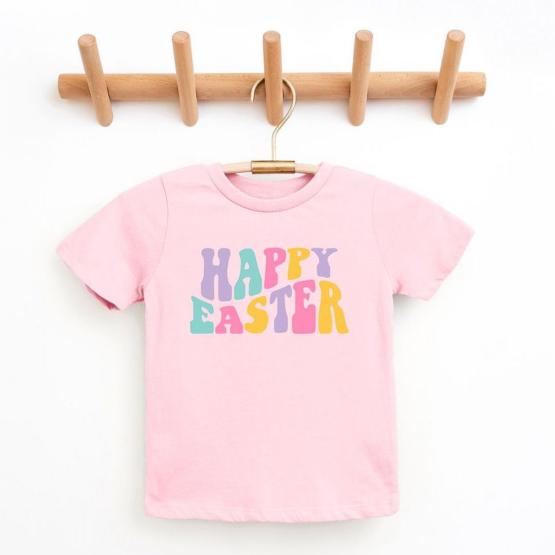 The Juniper Shop Happy Easter Wavy Colorful Toddler Short Sleeve Tee, 1 of 3