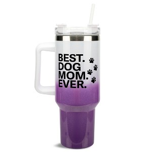 Elanze Designs Best Dog Mom Ever Pet Pawprint 40 oz. Stainless Steel, Large Water Bottle Coffee Mug, Spill & Leak Resistant, Thermal Travel Tumbler - 1 of 1