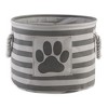 Bone Dry Collapsible Soft Round Pet Storage Bin Stripe Paw Patch, Gray, Small - 4 of 4