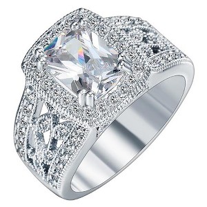 Desiree Engagement Ring Halo Women Emerald Cubic Zirconia Ginger Lyne Collection - 1 of 4