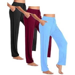 Blue Ice  Women's Loose Fit Classic Lounge Pants-3 Pack - 1 of 4