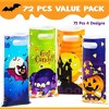 Joyfy 72 PCS Halloween Trick or Treat Goody Candy Bags, 4 Designs Plastic Snack Gift Bag Bulk for Kids, Classroom Party Favors Supplies - 2 of 4