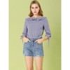 Allegra K Women's Vintage 3/4 Sleeve Boat Neck Ruffled Dots Print Blouse - 2 of 4