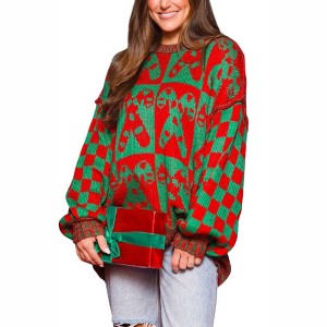 Women's Candy Cane Charm Oversized Sweater - FANTASTIC FAWN - 1 of 3