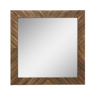 Wood Chevron Decorative Wall Mirror Brown - Stonebriar Collection