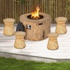 Costway 17'' Concrete Accent Side Table Hourglass Wood-like End Table Plant Stand Stool - 3 of 4