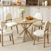 Tangkula 36" Round Farmhouse Dining Table for 4 w/Stable Intersecting Pedestal Base Gray - 3 of 4