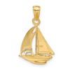 Black Bow Jewelry 14k Yellow Gold Polished Sailboat Pendant, 15mm - 3 of 4