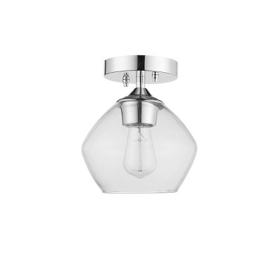 Harrow 9" Chrome Semi-Flush Mount with Curved Clear Glass Shade
