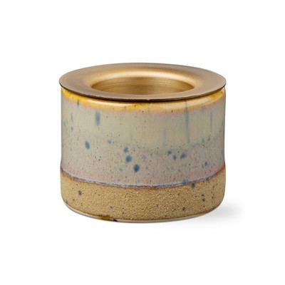tagltd Glazed Khaki Stoneware Tealight Taper Tealight Candle Holder 2.5L x 2.5W x 1.95H inches