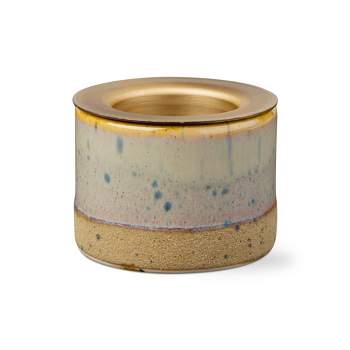 tagltd Glazed Khaki Stoneware Tealight Taper Tealight Candle Holder, 2.5L x 2.5W x 1.95H inches