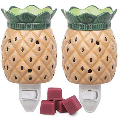 Deco Plug-in Electric Pineapple Candle Warmers, 2 Wax & Tart Warmer for Indoor Decor, Includes 4 Wax Cubes and Halogen Bulb- Freshen Home or Office w Desired Fragrance- Great Holiday & Wedding Gift