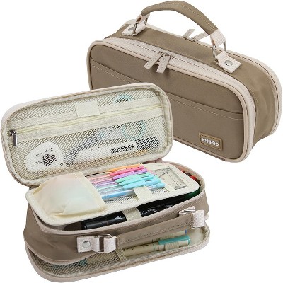 Fmeida Pencil Case, Large Capacity Pencil Case Organizer; Double Zipper Storage Bag Black