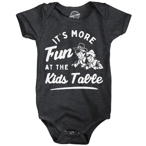 Its More Fun At The Kids Table Baby Bodysuit Funny Sarcastic Thanksgiving Jumper For Infants - Crazy Dog Baby Bodysuit for Thanksgiving - 1 of 4