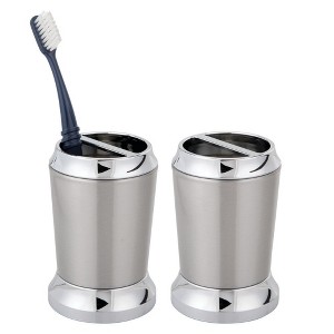 iDesign Stainless Steel Toothbrush Holder - Set of 2 - Brushed/Chrome - 1 of 4
