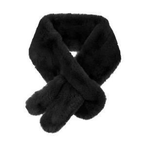 Allegra K Women's Fluffy Faux Fur Collar Scarf Rabbit Ears Winter Warm Plush Neck Wrap - 1 of 4