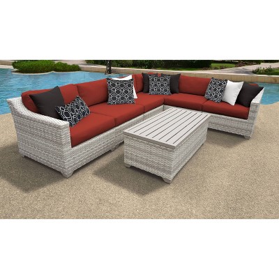 Fairmont 7pc Patio Sectional Seating Set with Cushions - Terracotta - TK Classics