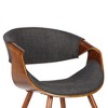 FurniFact,Mid-Century Modern Dining Chair in Walnut Wood and Charcoal Fabric - 3 of 4