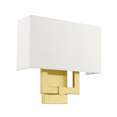 Hollborn Satin Brass 2-Light ADA Compliant Wall Sconce with Off-White Shade