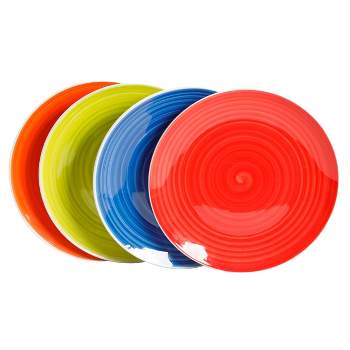 Hometrends Crenshaw 4 Piece 10.3 Inch Stoneware Dinner Plate Set in Assorted Colors
