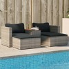 vidaXL 5-Piece Gray Poly Rattan Patio Sofa Set with Cushions - Acacia Wood Tabletop, Modular Design, Cushion Covers, Outdoor/Indoor Comfort - 2 of 4