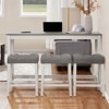 Vynxaria 59" Bar Table Set with USB/Type-C Ports Rustic Faux Wood Table and Beige Linen Stools, Sturdy Rubber Wood Legs - 2 of 4