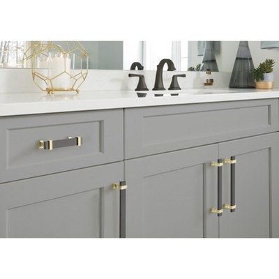 Overton Brushed Gold and Black Chrome Cabinet Bar Pull