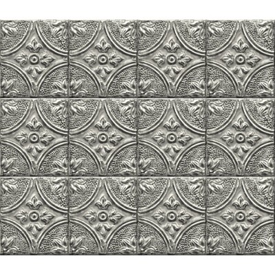 Brewster Silver Tin Tile Peel & Stick Wallpaper Backsplash
