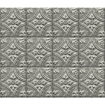 Brewster Silver Tin Tile Peel & Stick Wallpaper Backsplash