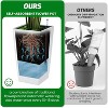 Planter Set of 2, Indoor ＆ Outdoor Black Taper Planter with Shelf Insert, Self-Absorbing Plastic Flower Pots, Large Resin Plant Pots - 3 of 4