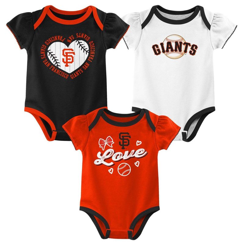 MLB San Francisco Giants Infant Girls&#39; 3pk Bodysuit, 1 of 5