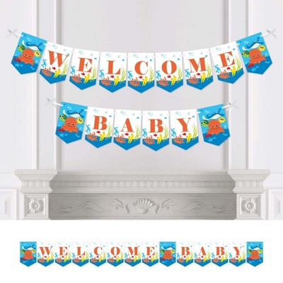 Big Dot of Happiness Under the Sea Critters - Baby Shower Bunting Banner - Party Decorations - Welcome Baby