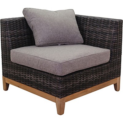 Courtyard Casual Maywood with Teak Sectional Corner Seat Grade A Vietnam Olefin Fabric