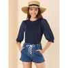 Allegra K Women's Retro Solid Color Blouse Semi Sheer Mesh Puff Sleeve Top - 2 of 4