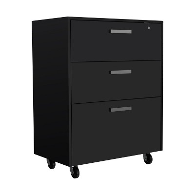 Depot E-Shop Multi Storage Cabinet 35" H, Three Drawers, Four Wheels