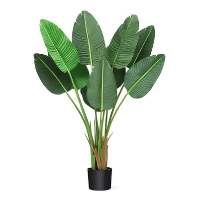 Whizmax Artificial Tree Bird of Paradise Artificial Plant 4 Feet Faux Plant with 8 Trunks Artificial Banana Leaf Plants in Pot for Home Decor
