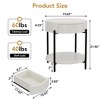 Homhougo Round End Table Nightstand Wood Side Table with Drawer Accent Bedside Farmhouse Tables White - 2 of 4