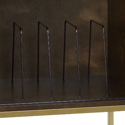 Byron Dark Brown and Gold Media Console with Vinyl Storage