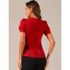 Allegra K Women's Ruched Sleeve Pleated Front Round Neck Blouse - 3 of 4